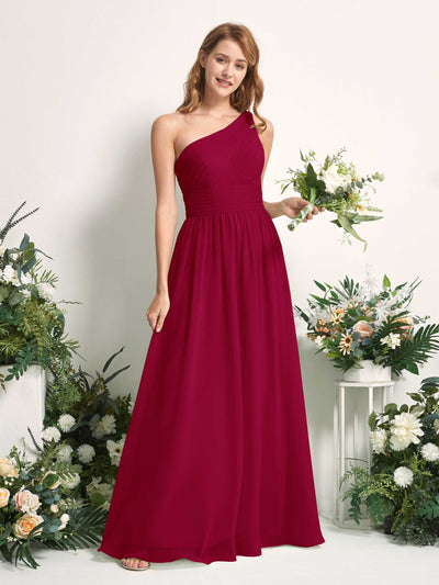 Carlyna Pandora A-Line Jester Red Bridesmaid Dress Maxi Sleeveless One Shoulder Dress #color_jester-red
