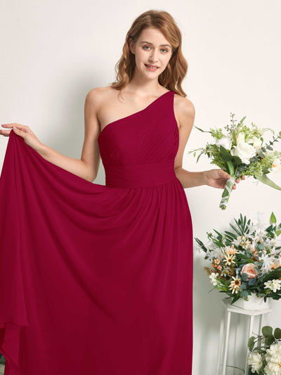 Carlyna Pandora A-Line Jester Red Bridesmaid Dress Maxi Sleeveless One Shoulder Dress #color_jester-red