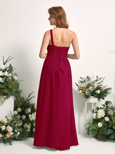 Carlyna Pandora A-Line Jester Red Bridesmaid Dress Maxi Sleeveless One Shoulder Dress #color_jester-red