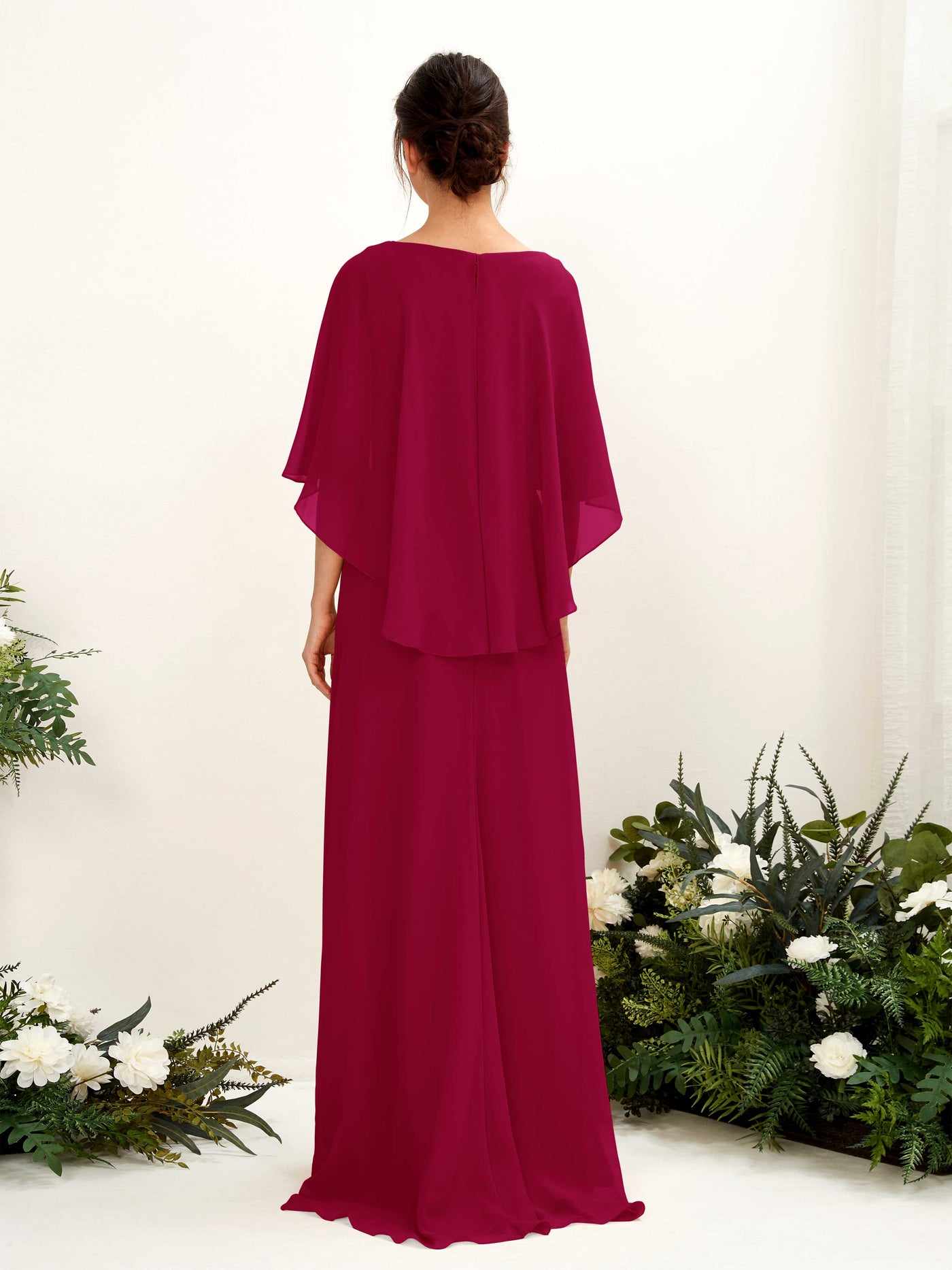 A-line Bateau Sleeveless Chiffon Bridesmaid Dress - Jester Red (81222041)#color_jester-red