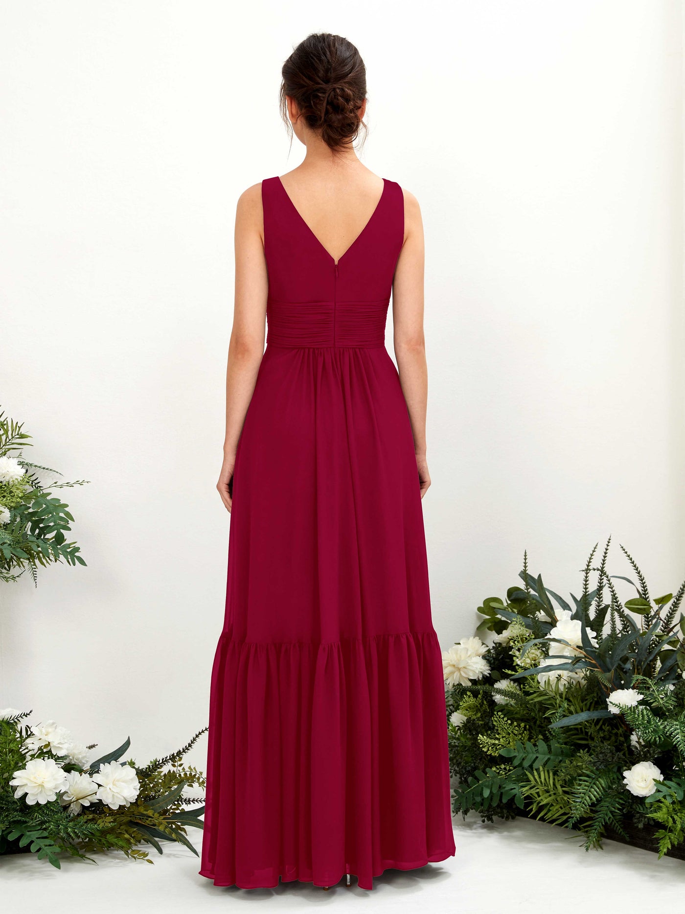 A-line Maternity Straps Sleeveless Chiffon Bridesmaid Dress - Jester Red (80223741)#color_jester-red