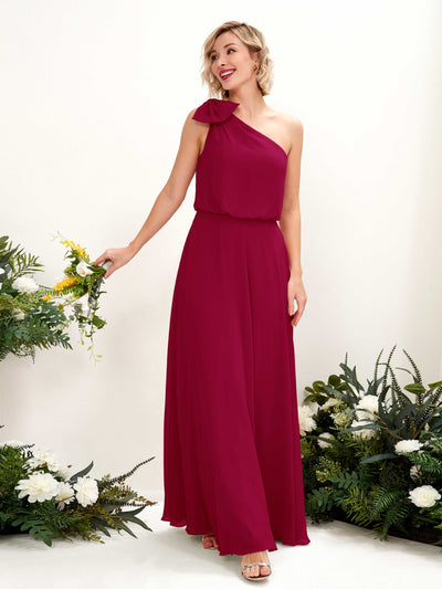 Carlyna Laurel A-Line Jester Red Bridesmaid Dress Maxi Sleeveless One Shoulder Dress #color_jester-red