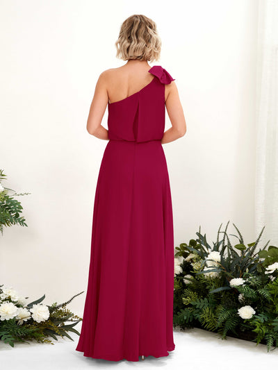 Carlyna Laurel A-Line Jester Red Bridesmaid Dress Maxi Sleeveless One Shoulder Dress #color_jester-red