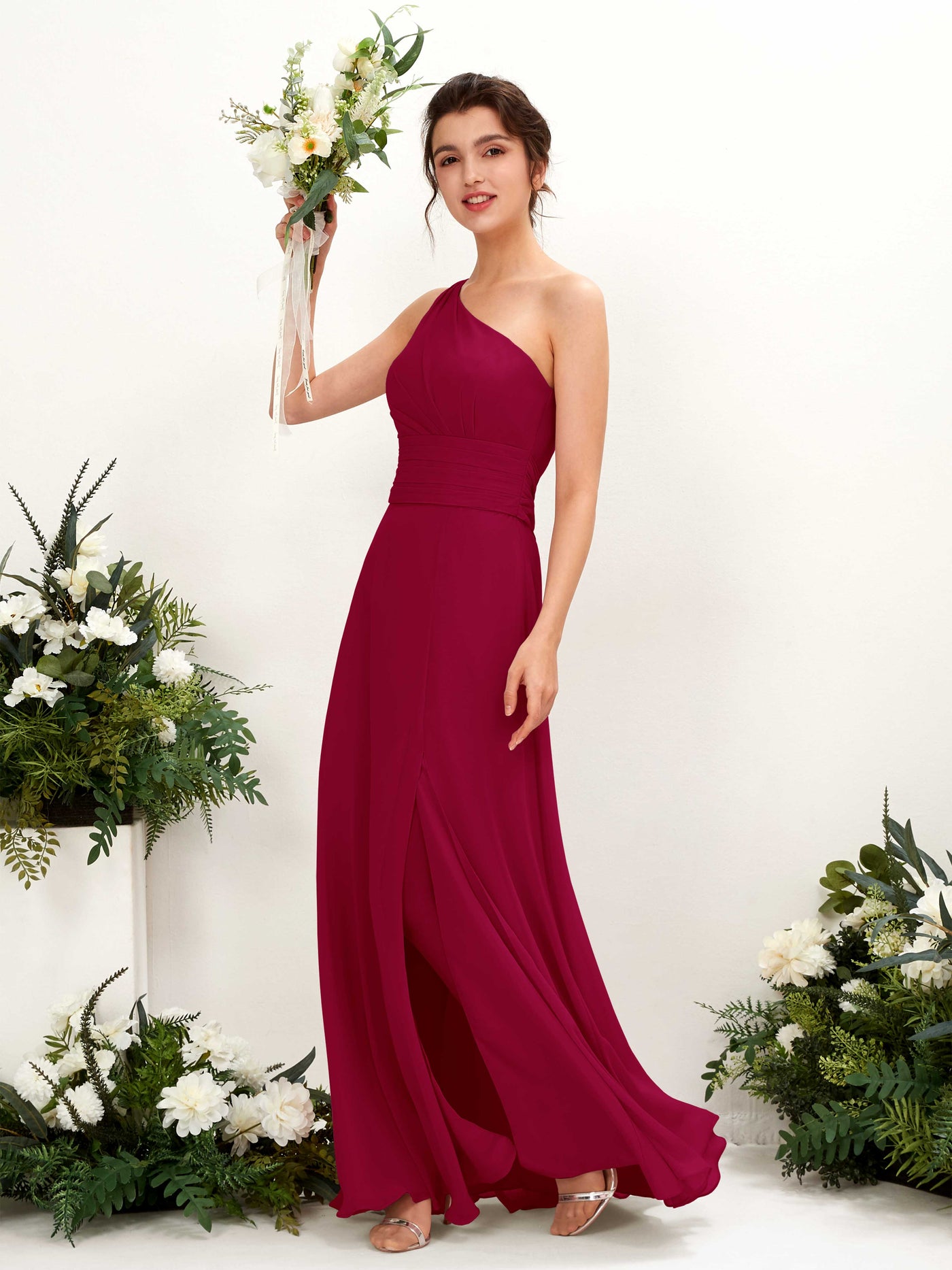 A-line One Shoulder Sleeveless Bridesmaid Dress - Jester Red (81224741)#color_jester-red