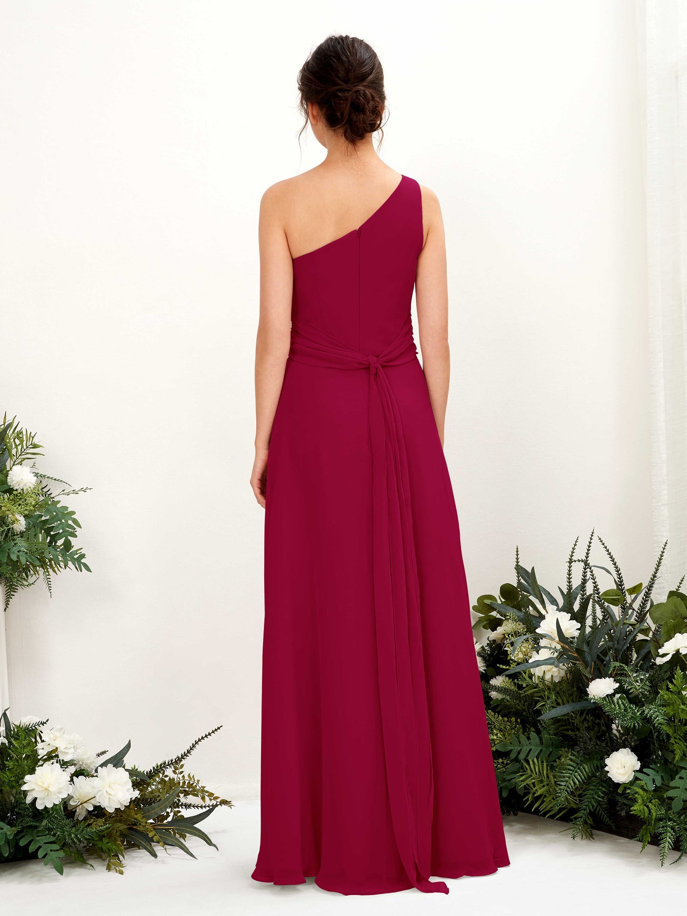 A-line One Shoulder Sleeveless Bridesmaid Dress - Jester Red (81224741)#color_jester-red