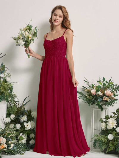 Carlyna Verna A-Line Jester Red Beaded Bridesmaid Dress Maxi Sleeveless Sweetheart Dress #color_jester-red