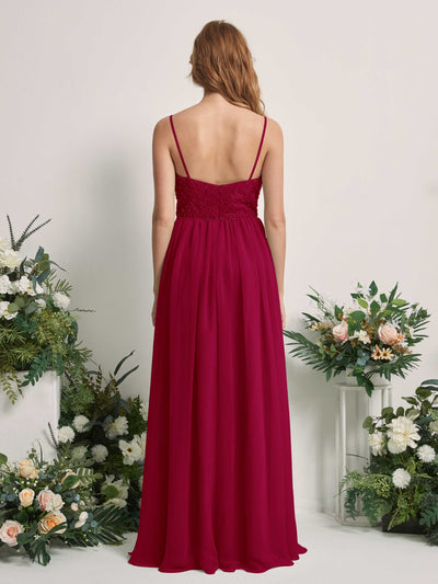 Carlyna Verna A-Line Jester Red Beaded Bridesmaid Dress Maxi Sleeveless Sweetheart Dress #color_jester-red