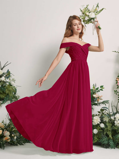 Carlyna Leona A-Line Jester Red Embroidered Bridesmaid Dress Maxi Sleeveless Sweetheart Dress #color_jester-red
