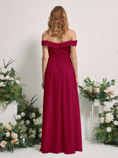 Carlyna Leona A-Line Jester Red Embroidered Bridesmaid Dress Maxi Sleeveless Sweetheart Dress #color_jester-red