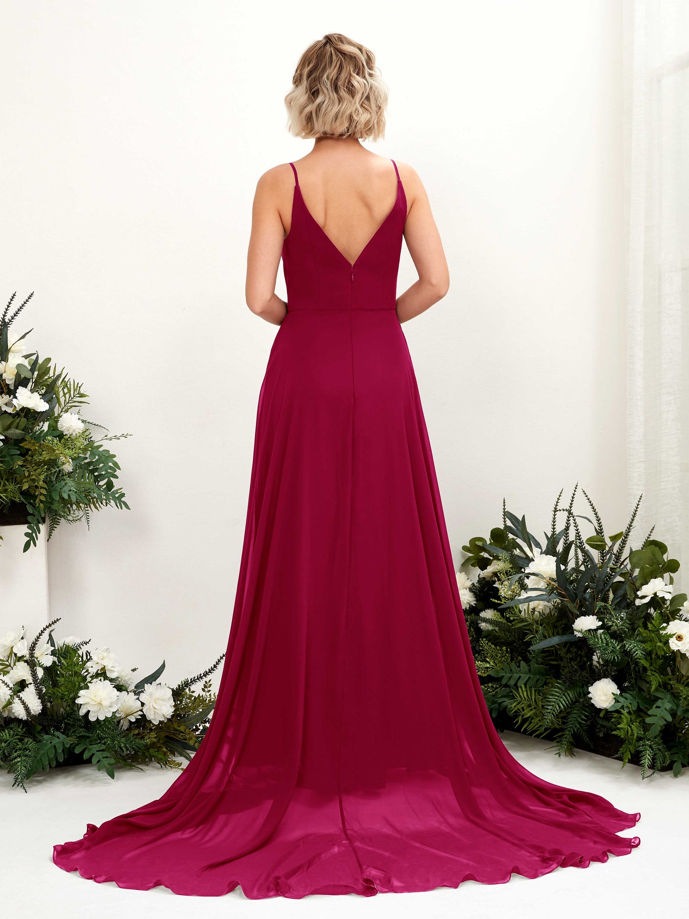 Ball Gown V-neck Sleeveless Bridesmaid Dress - Jester Red (81224141)#color_jester-red