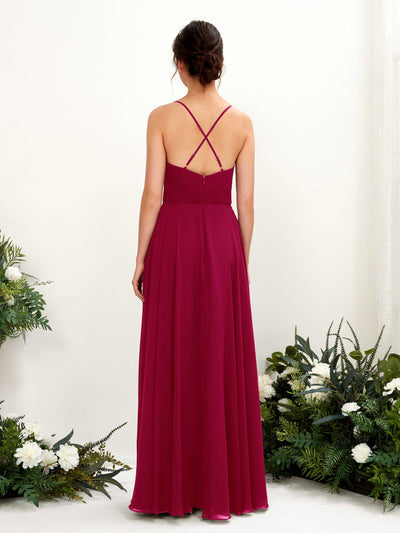 Carlyna Naura A-Line Jester Red Bridesmaid Dress Maxi Sleeveless V-Neck Dress #color_jester-red