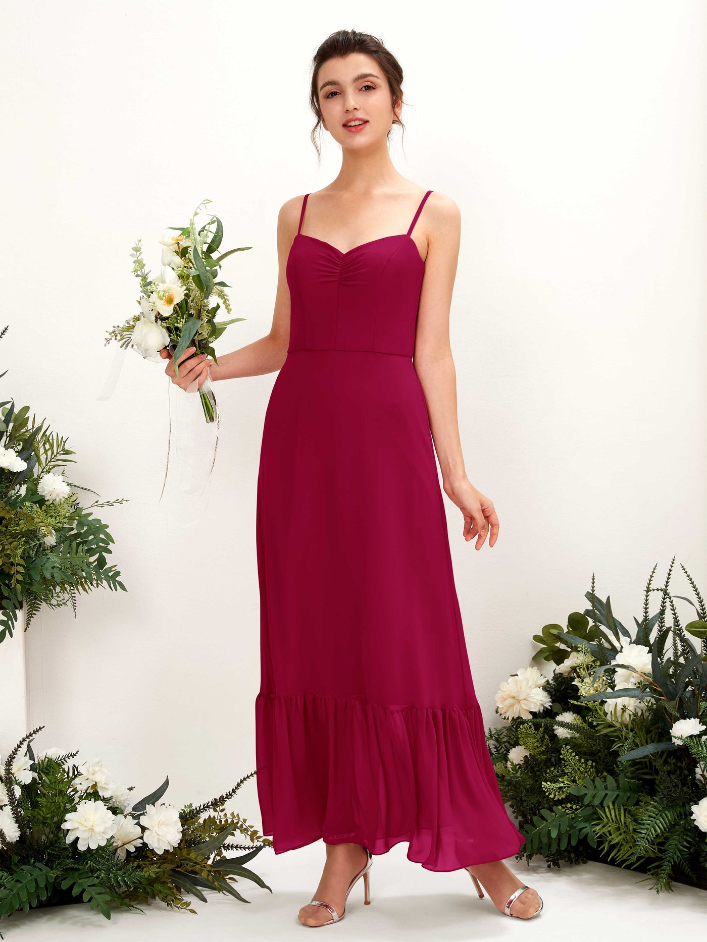 Spaghetti-straps Sweetheart Sleeveless Chiffon Bridesmaid Dress - Jester Red (81223041)#color_jester-red