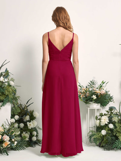 Carlyna Hannah A-Line Jester Red Bridesmaid Dress Maxi Sleeveless Sweetheart Dress Back View #color_jester-red