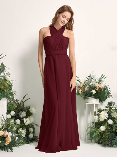 Carlyna Carolyn Convertible Burgundy Bridesmaid Dress Maxi Sleeveless Sweetheart Dress Side View 5 #color_burgundy