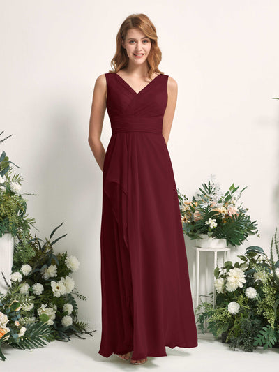 Carlyna Mollie A-Line Burgundy Bridesmaid Dress Maxi Sleeveless V-Neck Dress #color_burgundy