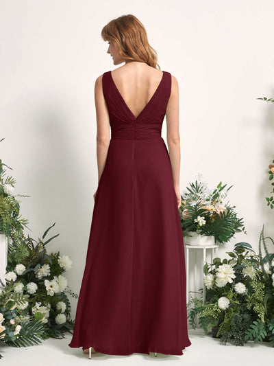 Carlyna Mollie A-Line Burgundy Bridesmaid Dress Maxi Sleeveless V-Neck Dress #color_burgundy