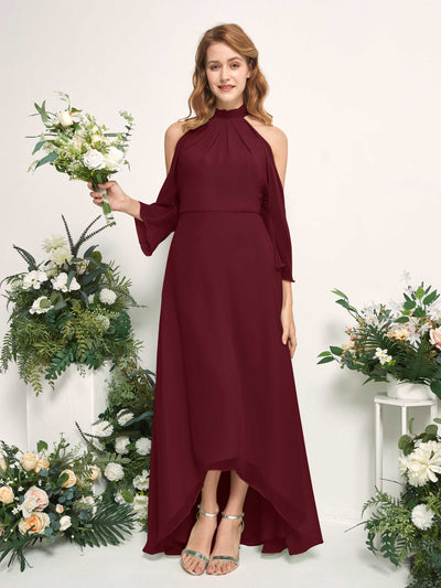 Carlyna Maxine A-Line Burgundy Bridesmaid Dress Maxi Sleeveless Round Neck Dress #color_burgundy