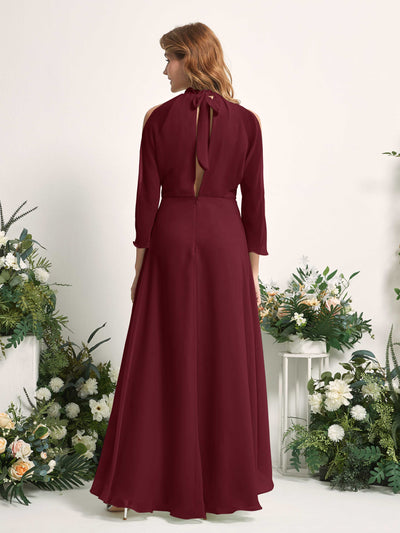Carlyna Maxine A-Line Burgundy Bridesmaid Dress Maxi Sleeveless Round Neck Dress #color_burgundy