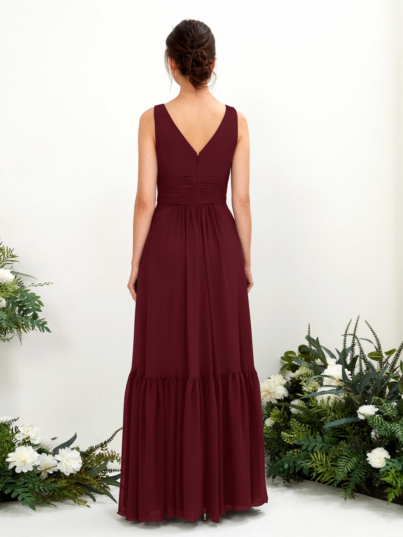 A-line Maternity Straps Sleeveless Chiffon Bridesmaid Dress - Burgundy (80223712)#color_burgundy