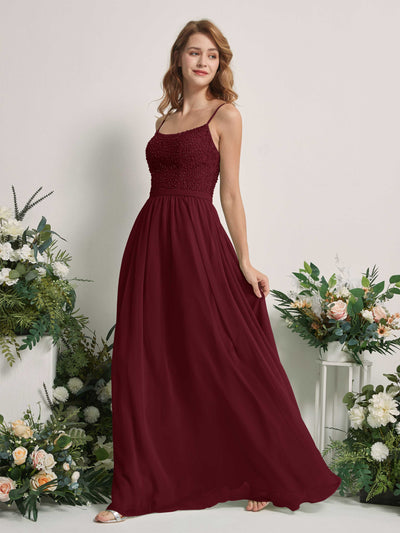 Carlyna Ursula A-Line Burgundy Beaded Bridesmaid Dress Maxi Sleeveless Sweetheart Dress #color_burgundy