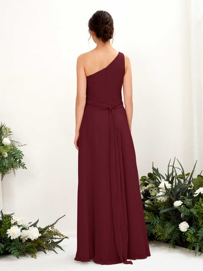Carlyna Trita Sheath Burgundy Bridesmaid Dress Maxi Sleeveless One Shoulder Dress #color_burgundy