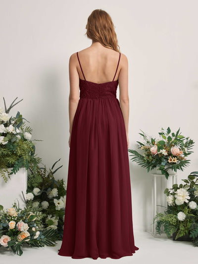 Carlyna Verna A-Line Burgundy Beaded Bridesmaid Dress Maxi Sleeveless Sweetheart Dress #color_burgundy