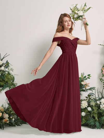 Carlyna Leona A-Line Burgundy Embroidered Bridesmaid Dress Maxi Sleeveless Sweetheart Dress #color_burgundy