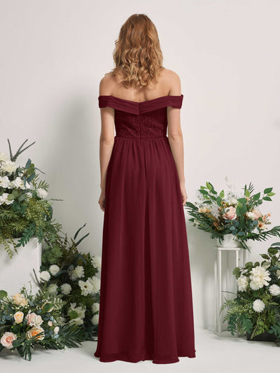 Carlyna Leona A-Line Burgundy Embroidered Bridesmaid Dress Maxi Sleeveless Sweetheart Dress #color_burgundy