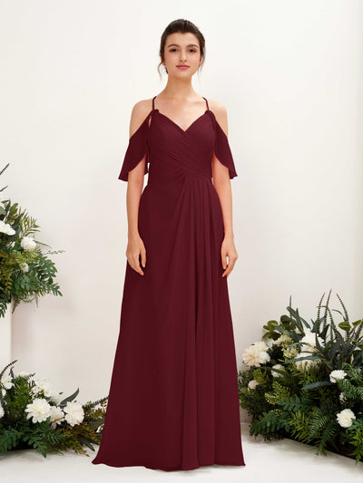 Carlyna Orlane A-Line Burgundy Bridesmaid Dress Maxi Sleeveless V-Neck Dress #color_burgundy