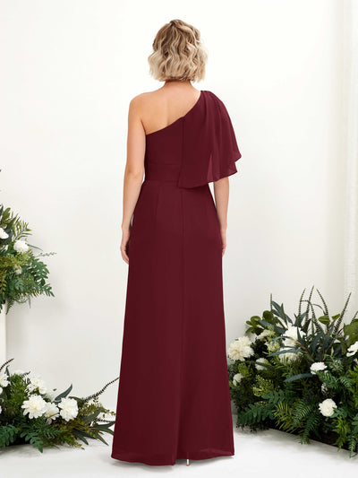 Carlyna Brook A-Line Burgundy Bridesmaid Dress Maxi Sleeveless One Shoulder Dress Back View #color_burgundy