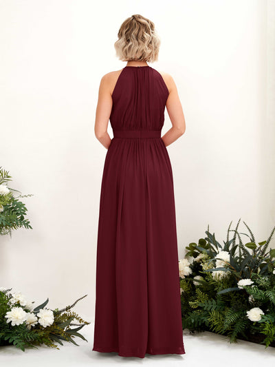 Carlyna Eden A-Line Burgundy Bridesmaid Dress Maxi Sleeveless Round Neck Dress Back View #color_burgundy