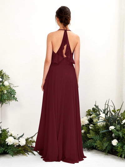 Carlyna Launo A-Line Burgundy Bridesmaid Dress Maxi Sleeveless V-Neck Dress #color_burgundy