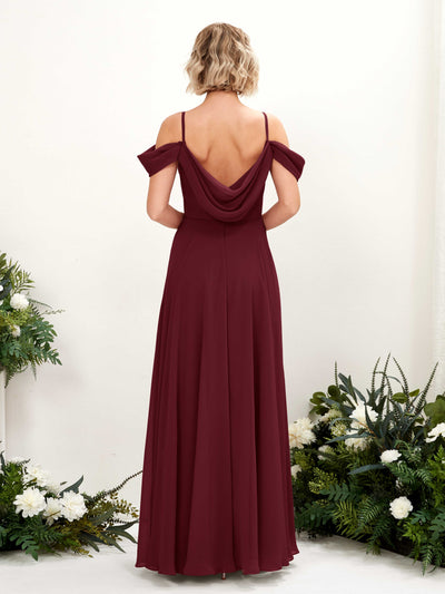 Carlyna Kauku A-Line Burgundy Bridesmaid Dress Maxi Sleeveless V-Neck Dress #color_burgundy