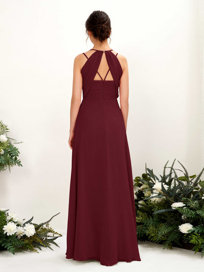 Carlyna Joa A-Line Burgundy Bridesmaid Dress Maxi Sleeveless V-Neck Dress #color_burgundy