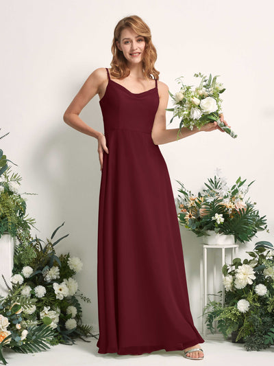 Carlyna Hannah A-Line Burgundy Bridesmaid Dress Maxi Sleeveless Sweetheart Dress Front View #color_burgundy
