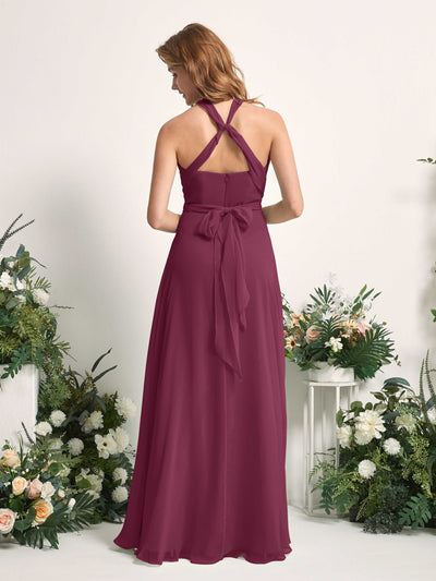 Carlyna Carolyn Convertible Chianti Bridesmaid Dress Maxi Sleeveless Sweetheart Dress Back View #color_chianti