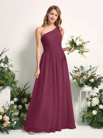 Carlyna Pandora A-Line Chianti Bridesmaid Dress Maxi Sleeveless One Shoulder Dress #color_chianti