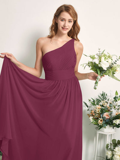 Carlyna Pandora A-Line Chianti Bridesmaid Dress Maxi Sleeveless One Shoulder Dress #color_chianti