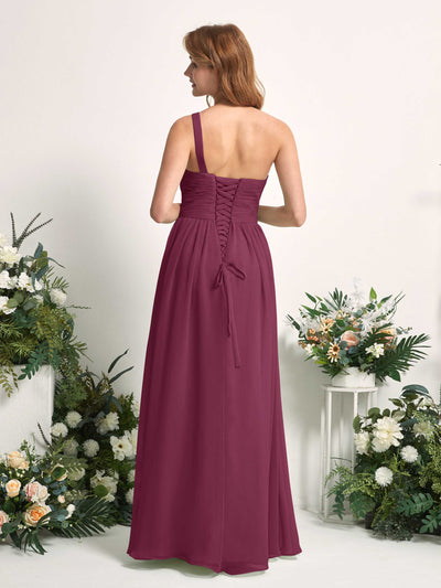 Carlyna Pandora A-Line Chianti Bridesmaid Dress Maxi Sleeveless One Shoulder Dress #color_chianti