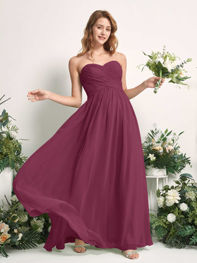 Carlyna Elma A-Line Chianti Bridesmaid Dress Maxi Sleeveless Sweetheart Dress Side View 2 #color_chianti