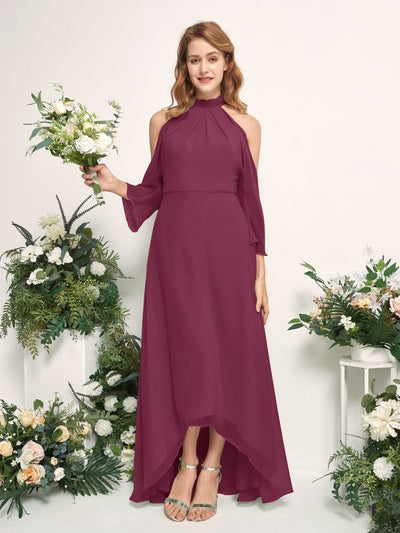 Carlyna Maxine A-Line Chianti Bridesmaid Dress Maxi Sleeveless Round Neck Dress #color_chianti