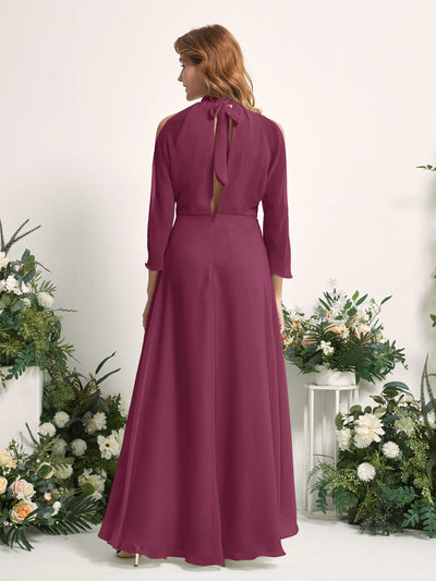Carlyna Maxine A-Line Chianti Bridesmaid Dress Maxi Sleeveless Round Neck Dress #color_chianti
