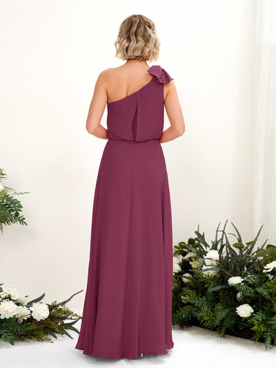 Carlyna Laurel A-Line Chianti Bridesmaid Dress Maxi Sleeveless One Shoulder Dress #color_chianti
