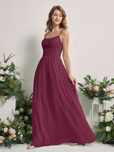 Carlyna Ursula A-Line Chianti Beaded Bridesmaid Dress Maxi Sleeveless Sweetheart Dress #color_chianti