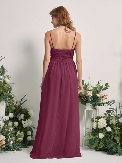 Carlyna Ursula A-Line Chianti Beaded Bridesmaid Dress Maxi Sleeveless Sweetheart Dress #color_chianti