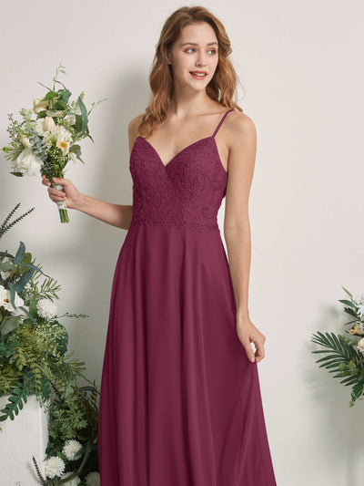 Carlyna Gail A-Line Chianti Beaded Bridesmaid Dress Maxi Sleeveless V-Neck Dress Side View 2 #color_chianti