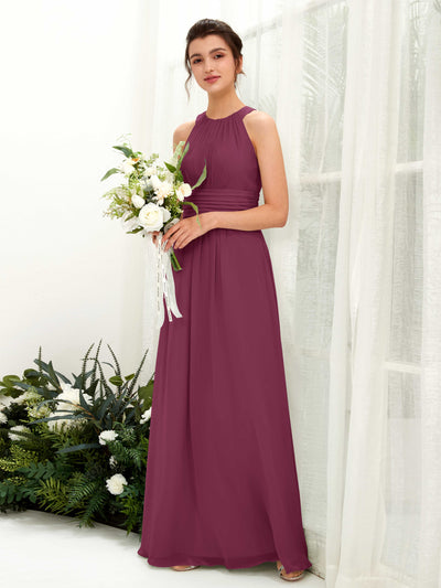 Carlyna Noelle A-Line Chianti Bridesmaid Dress Maxi Sleeveless Round Neck Dress #color_chianti