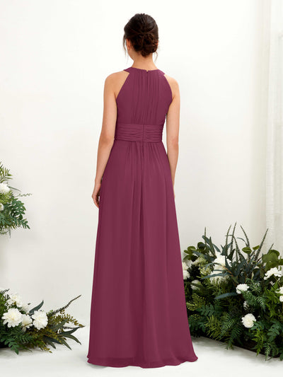 Carlyna Noelle A-Line Chianti Bridesmaid Dress Maxi Sleeveless Round Neck Dress #color_chianti