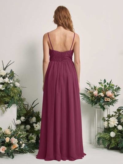 Carlyna Verna A-Line Chianti Beaded Bridesmaid Dress Maxi Sleeveless Sweetheart Dress #color_chianti