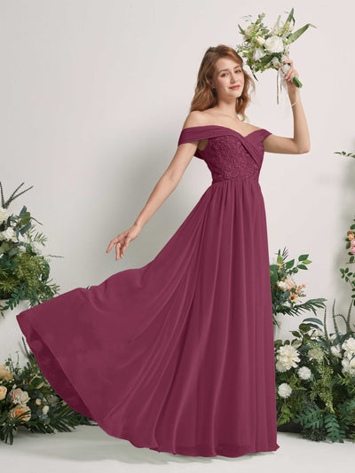 Carlyna Leona A-Line Chianti Embroidered Bridesmaid Dress Maxi Sleeveless Sweetheart Dress #color_chianti